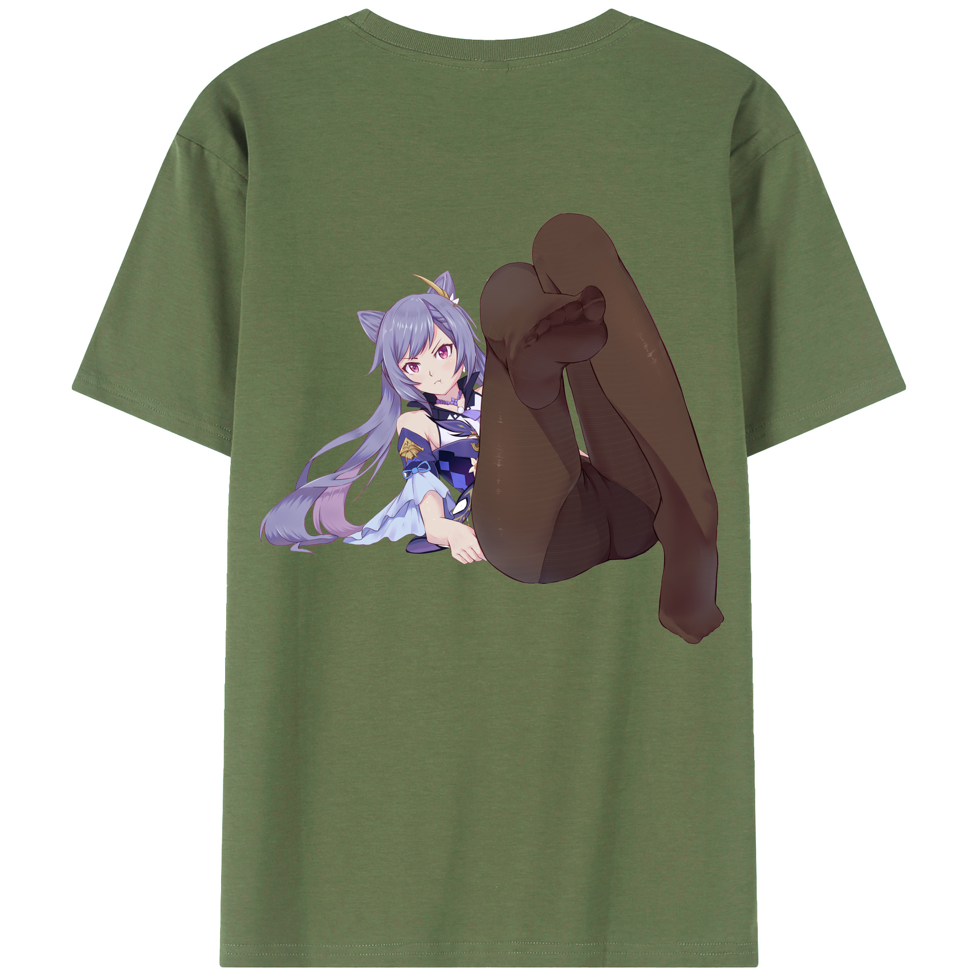 げんし神 刻晴 こくせい genshin Kokusei 綿100％ メンズ半袖Tシャツ（バックプリント） 通気性